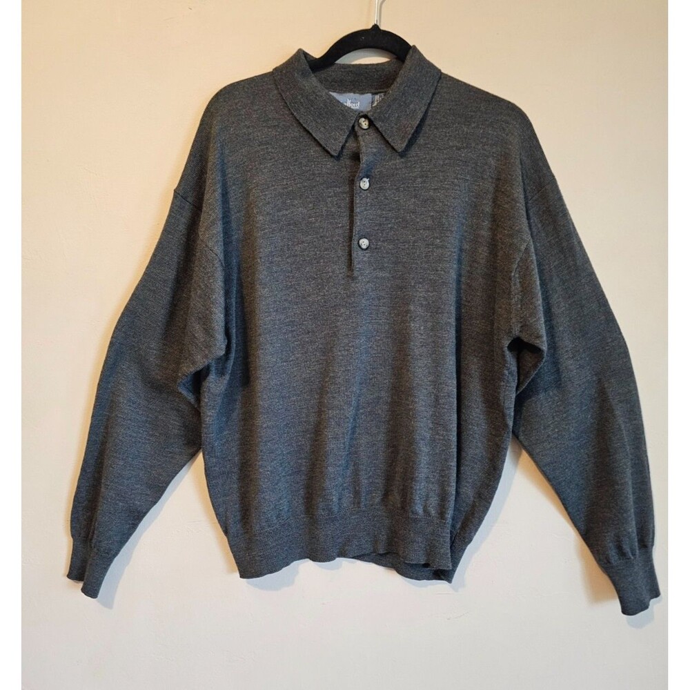 Sweater Mens L Merino Wool classic, old money, long sleeve, Green, Belford